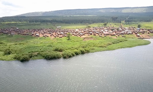 village lake and forest photo