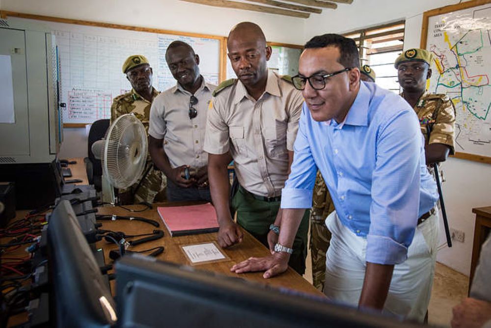 Najib Balala CS for wildlife observes new technology monitorng wildlife movements