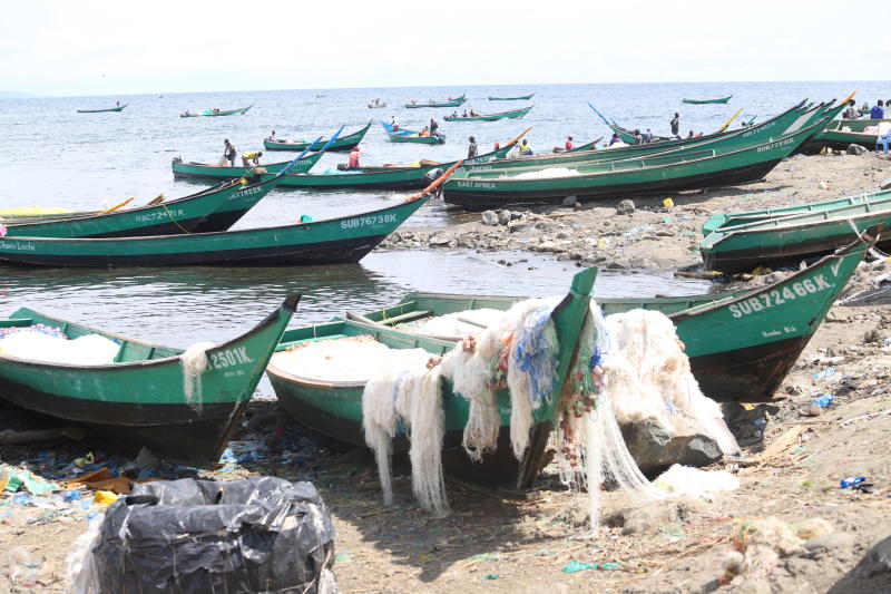 Fishing boats on lake victoria