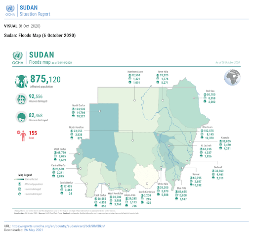 Sudan floods map