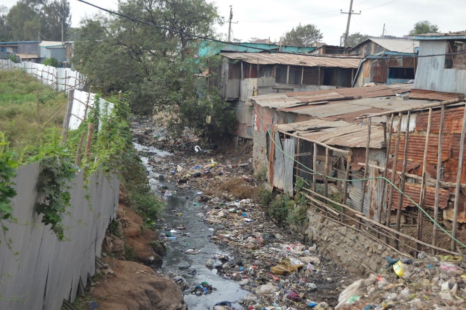 Nging river in Kibera slums