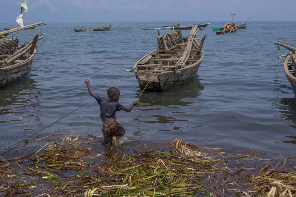 A boy trying to fish