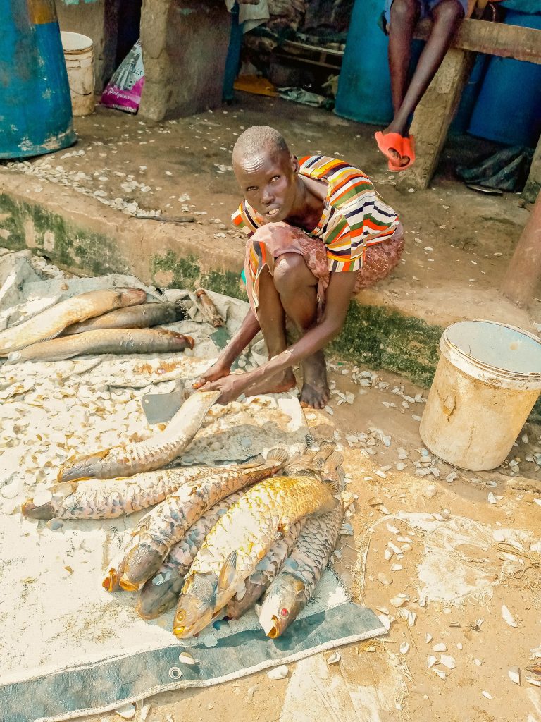 17 year old girld in Bor Town of Jonglei State Proccessing Fish for drying or Salting 2