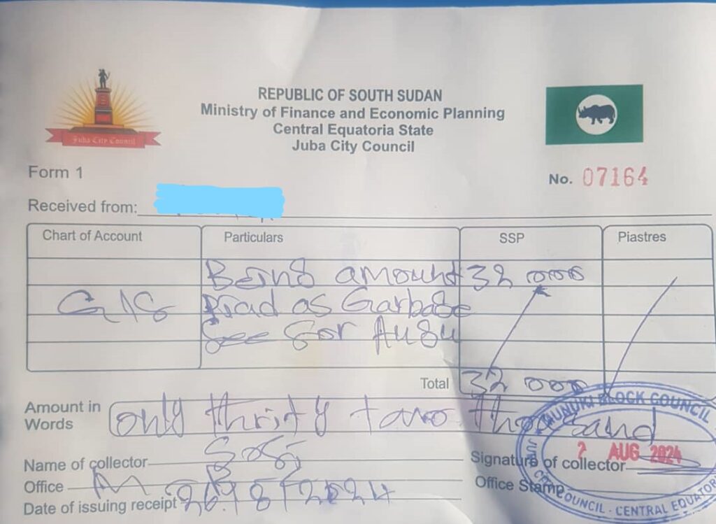 Photo of the recepts showing the collections of the money from traders 1 2