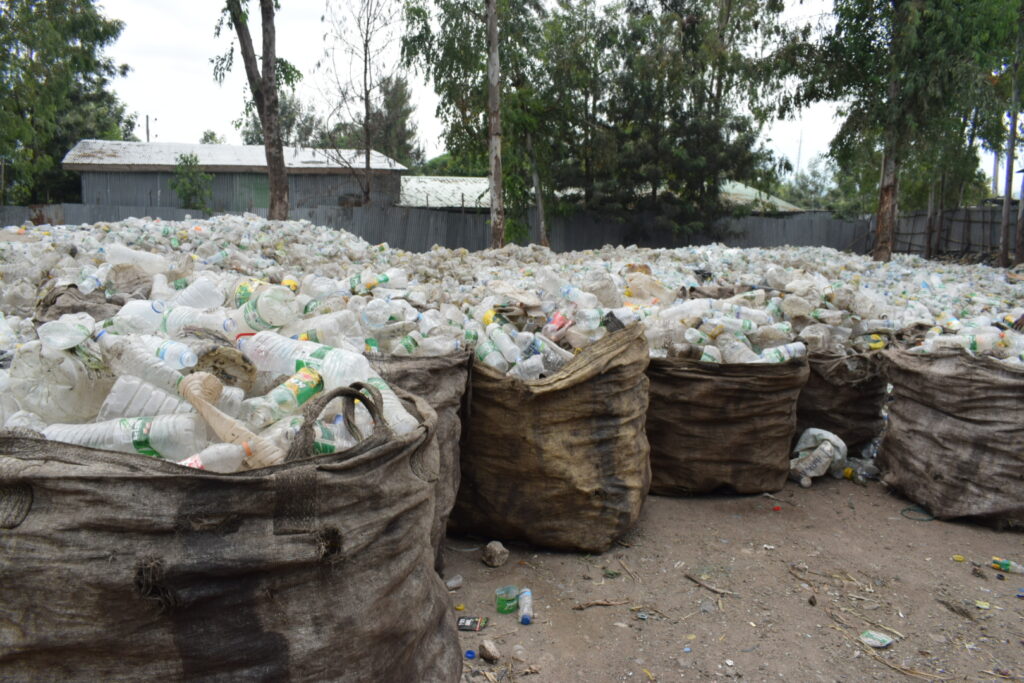 piles of collected plastic Lake Hawassa 2