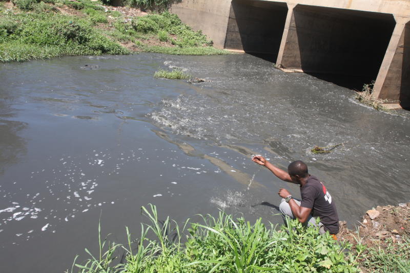A polluted River Auji that drains into Lake Victoria 2